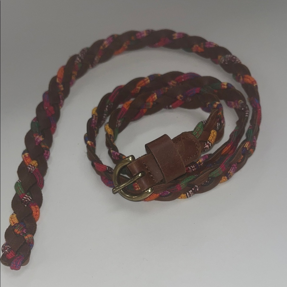 Source Unknown Vibrant leather and bright color Braided Belt Sz XL